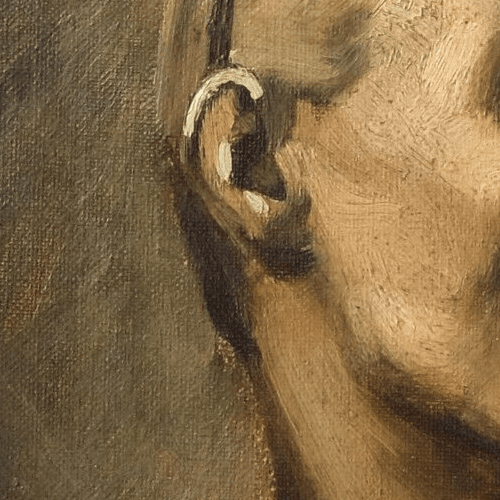 Antique Original Painting Man, Portrait, Sculpture 19th century image 3