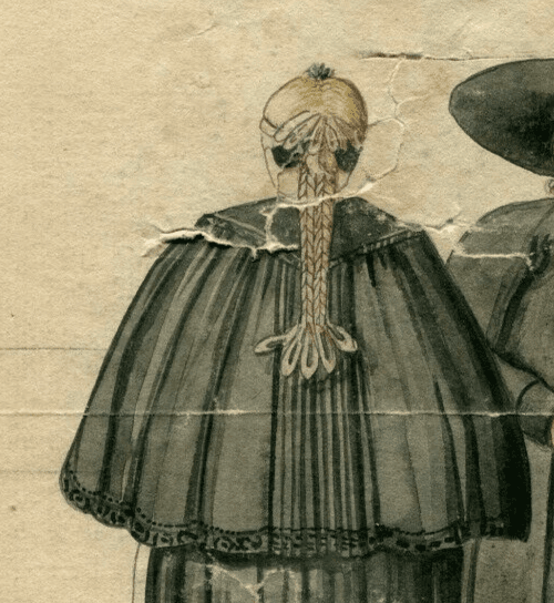 Antique Original Drawing German People Religious Costumes Pfarrkirchen image 2
