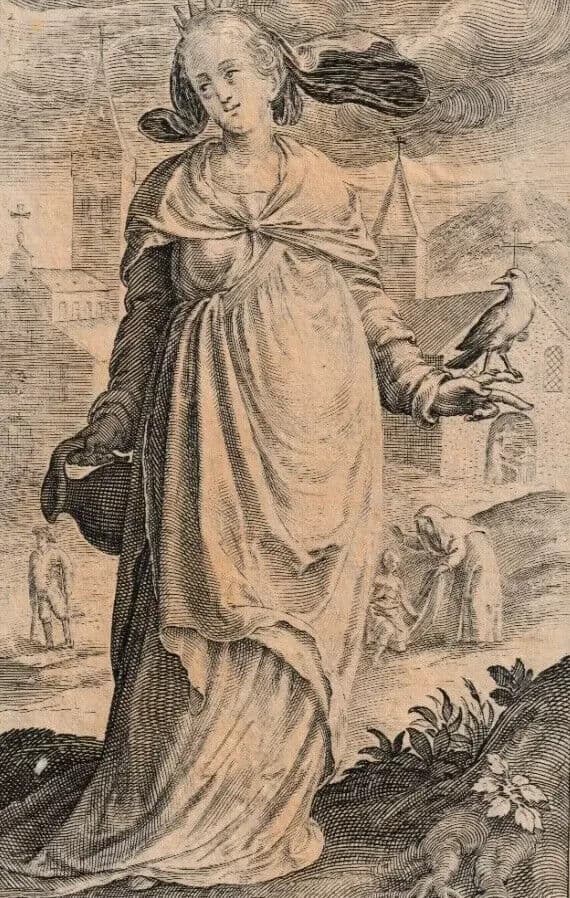 Antique Etching Elizabeth of Hungary, Nicolaes de Bruyn (1571-1656), Londerseel image 8