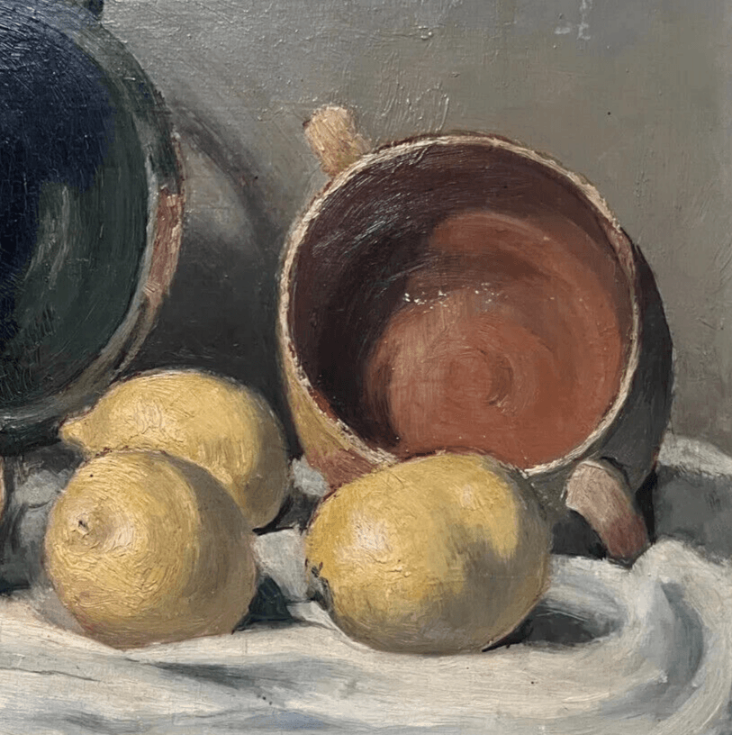 Vintage Painting Original signed Jean DEGEILH (XX) Fruit Still Life and Vase image 3