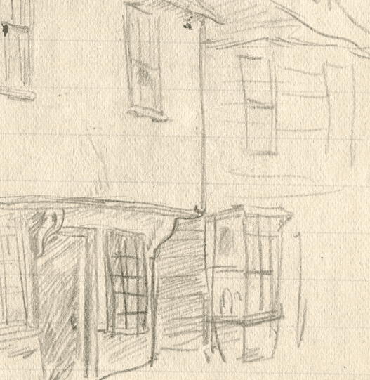 Vintage Pencil Drawing House, Building, Architecture, Cityvie Sketches Original image 4