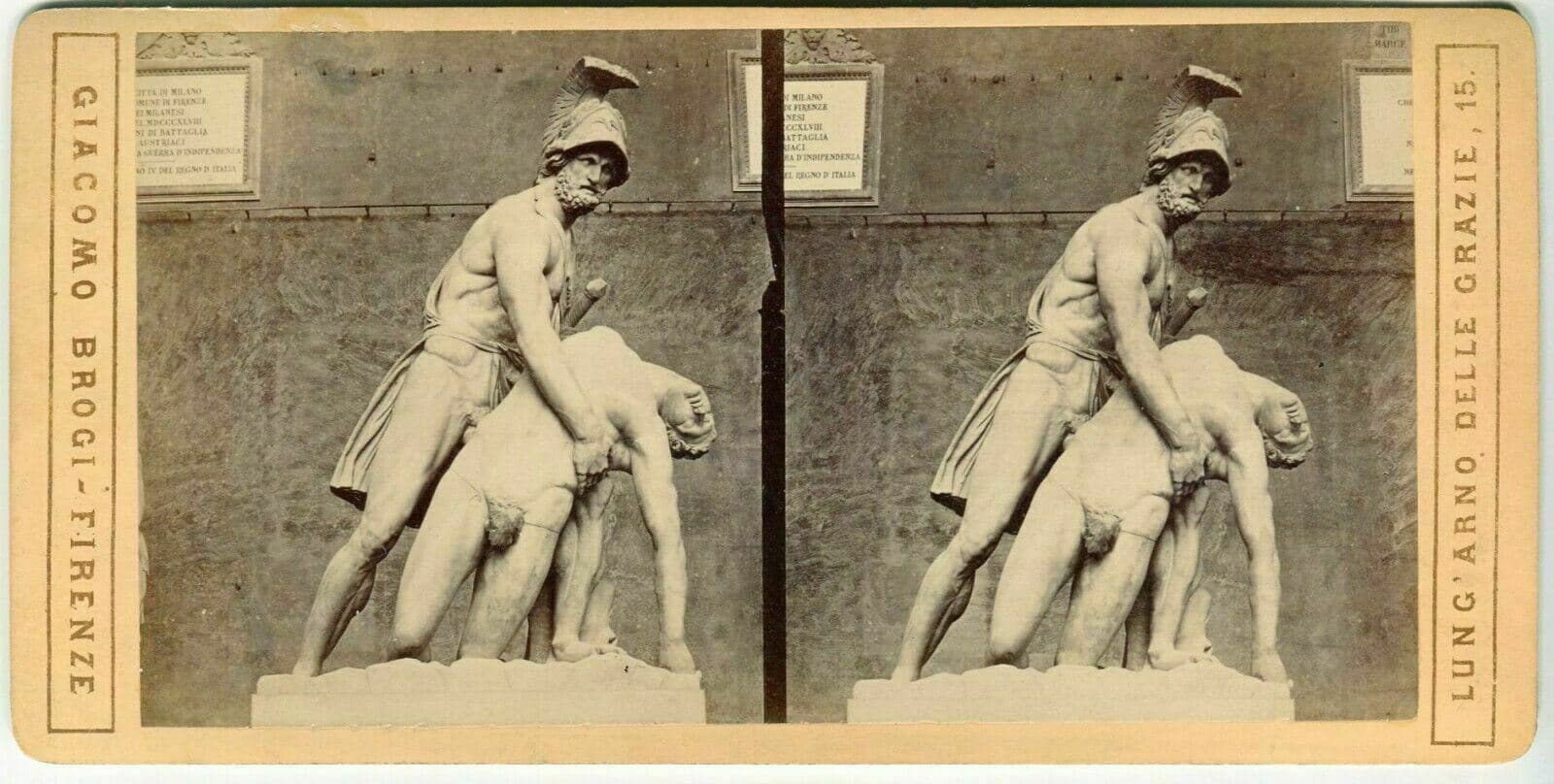 Vintage Stereoview Photograph Giacomo BROGI Florence Ajace, Scultura Greca 1870 image 1