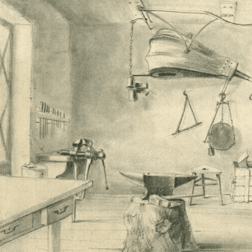 Antique Pencil Original Drawing Atelier of Lignon, House 19th century 1876 image 2