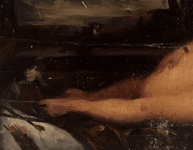Antique Oil Painting Original Woman, Portrait, Venus, Cupidon, Angel, Nude image 5