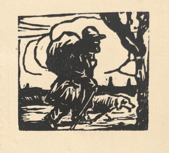 Antique Postcard Original Landscape, Man, Work, Church Alice MUNCH (1894-?) x2 image 1
