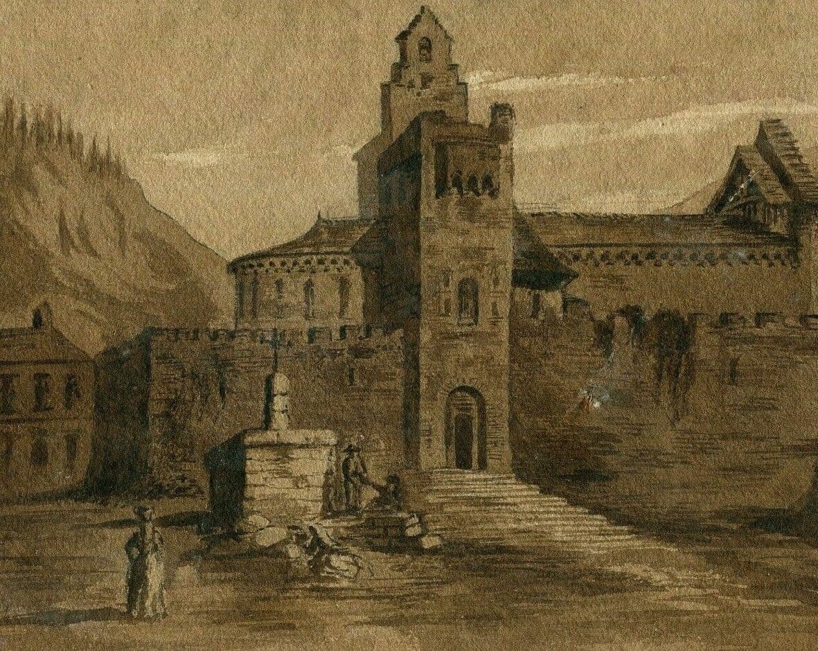 Drawing Castle Landscape and Figures image 1