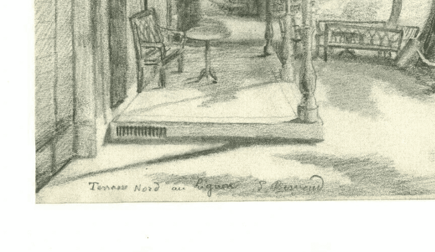 Antique Pencil Drawing Original Landscape Terrasse Nord in Lignon image 5