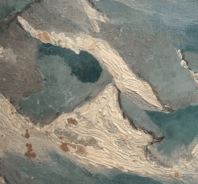 Antique Painting Original Mountain Landscape, Winter, Snow image 3