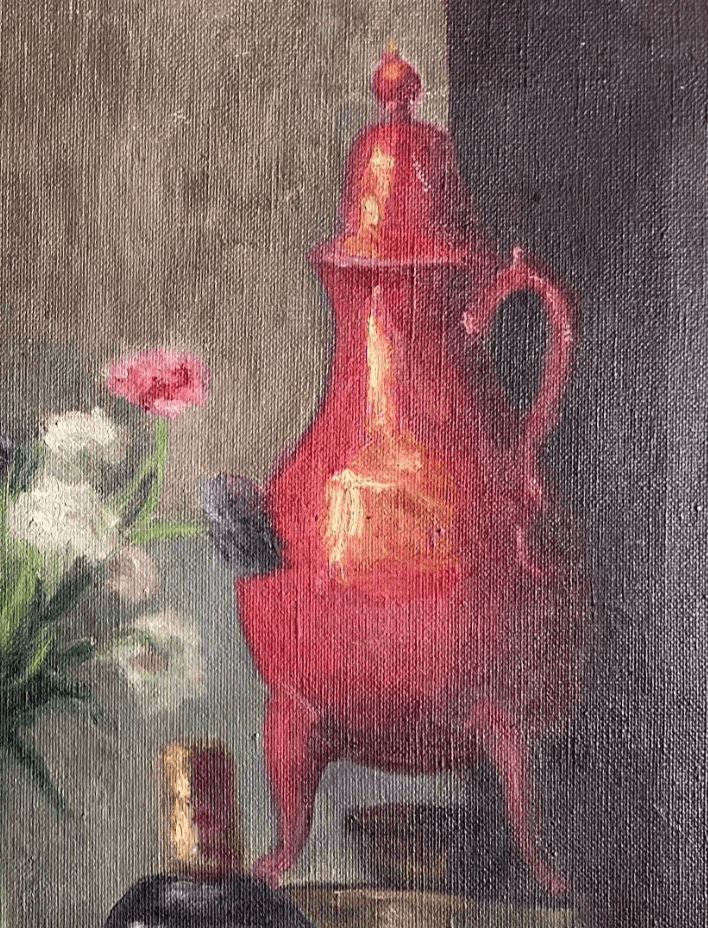 Antique Painting Original Floral, Flowers, Roses, Still Life, Drinks image 4