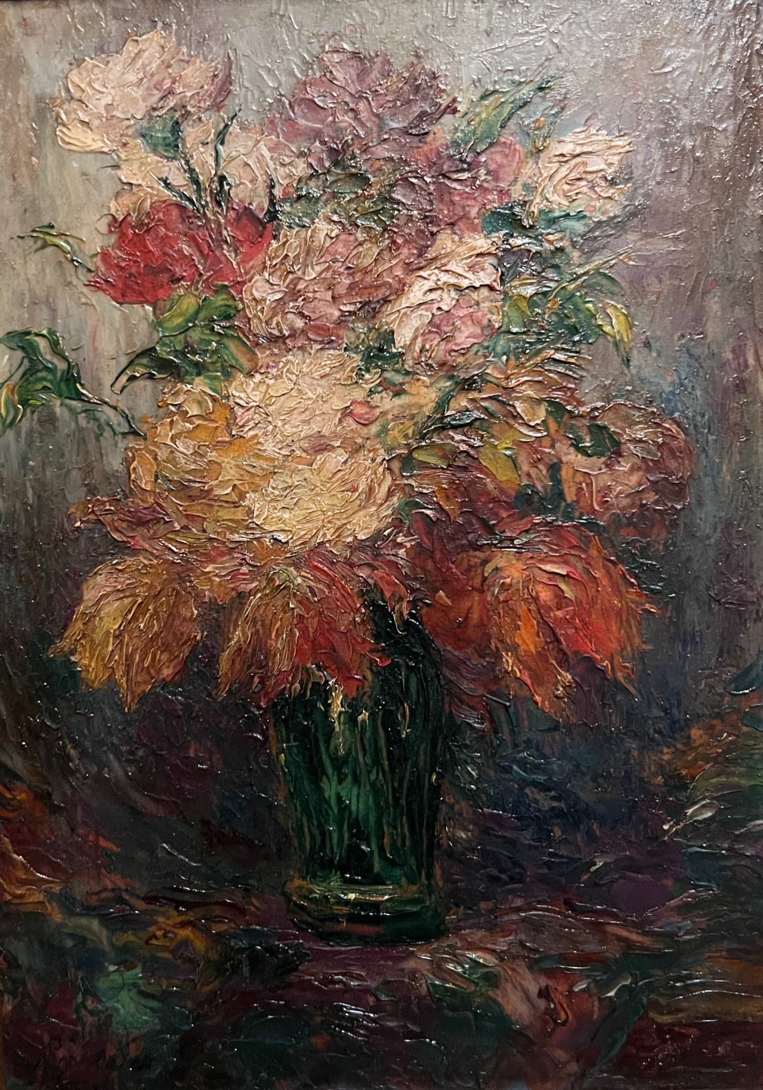 Painting Colored Flowers Bouquet Still Life image 1