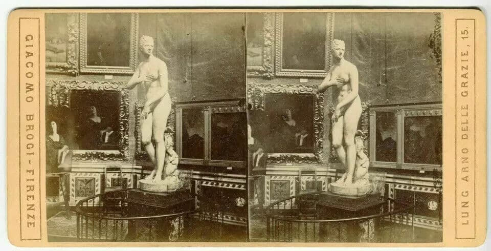 Vintage Stereoview Giacomo BROGI - Venere de Medici Tribuna Uffizi c. 1870 image 4