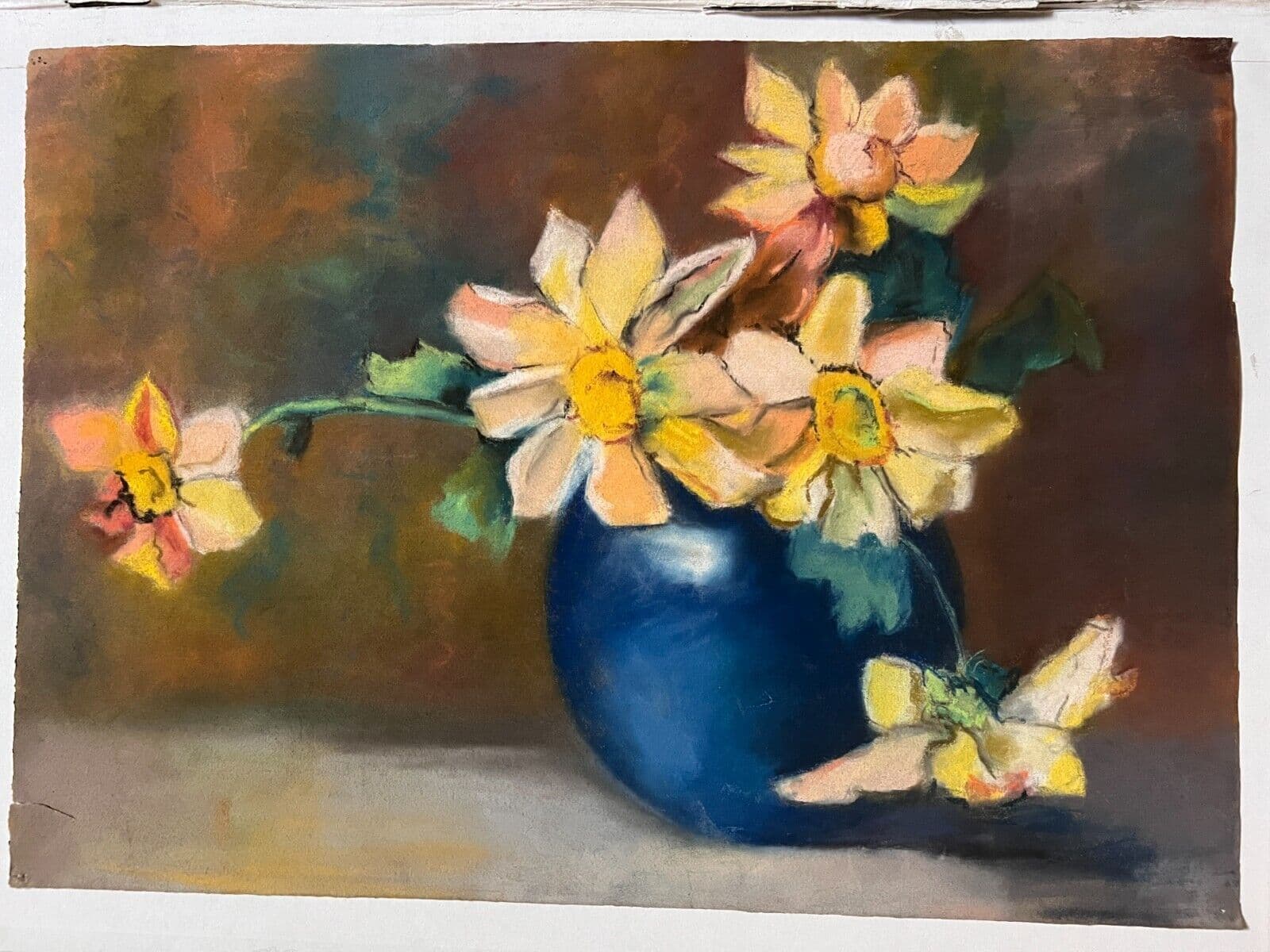 Antique Drawing Pastel Original Flowers, Floral, Plants, Roses Floral image 5