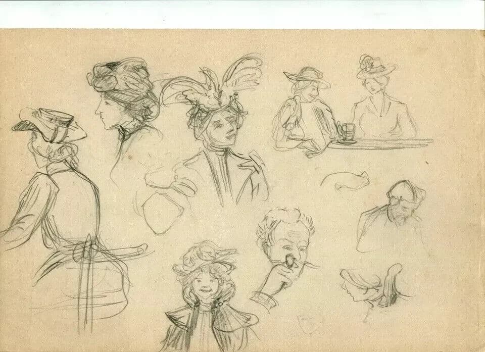 Vintage Pencil Drawing Original Woman, Academic Art Nouveau Artwork image 6