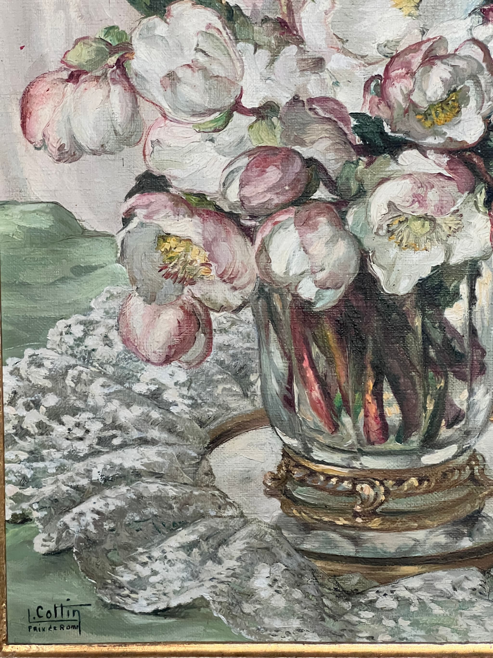 Painting Roses Flower Bouquet by Louise COTTIN (1907-1974) image 2