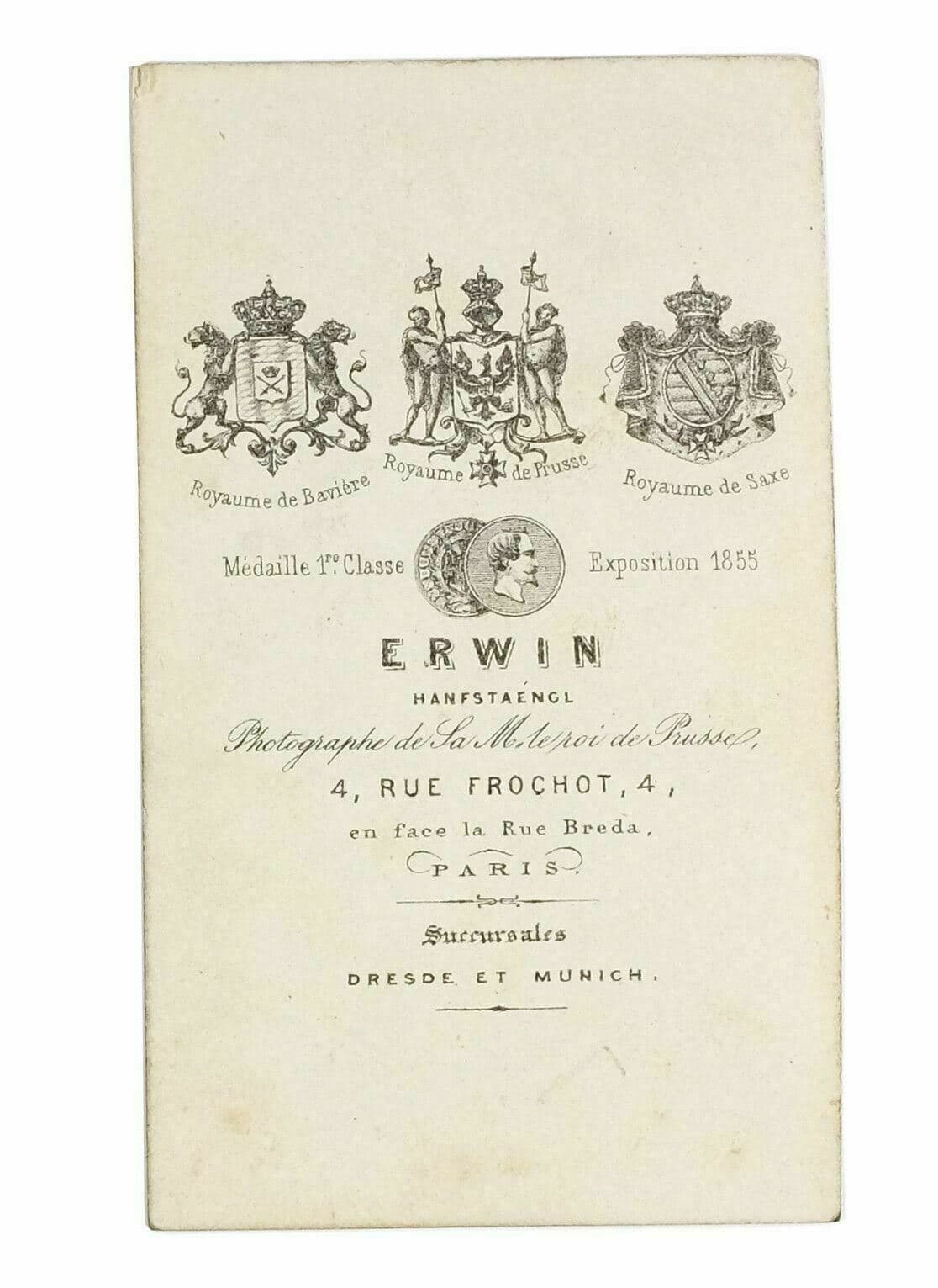 CDV Photographs by ERWIN HANFSTAENGL - Ernest Renan c. 1865 image 2
