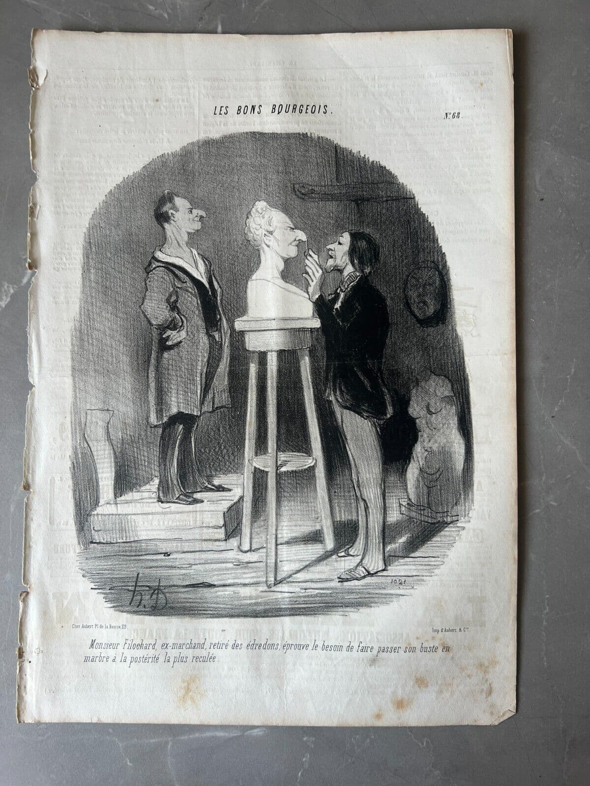 Antique Print 19th century Daumier, Bons Bourgeois, Buste, People image 2