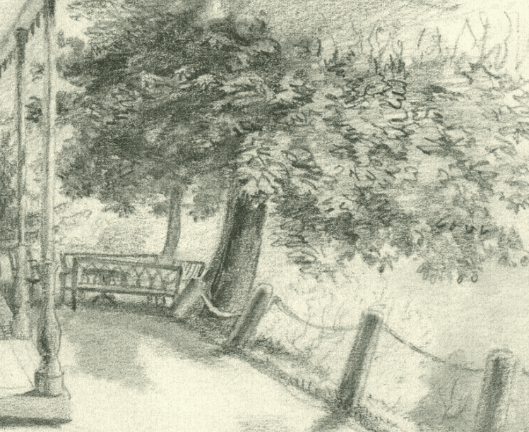Antique Pencil Drawing Original Landscape Terrasse Nord in Lignon image 4