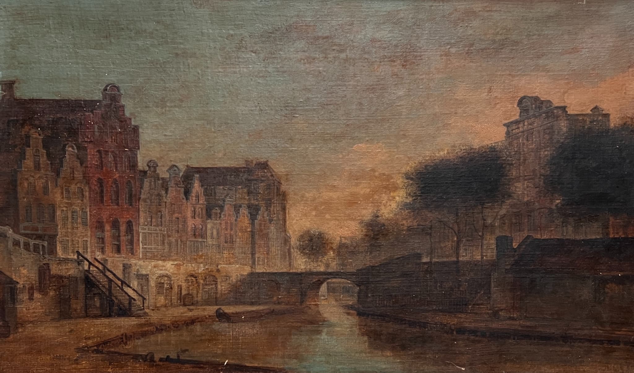 Painting by Justin Pierre OUVRIÉ (1806-1879) Bruges Cityview image 1