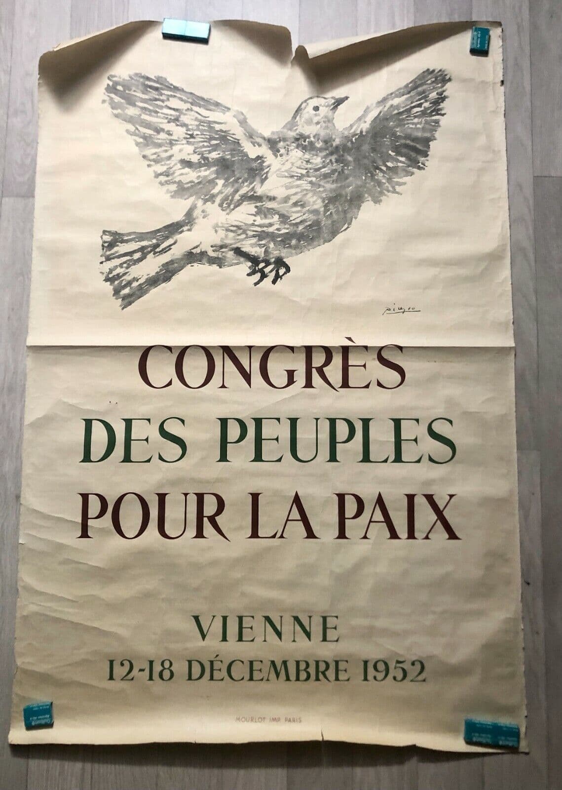 Vintage Poster Pablo Picasso Congrès des Peuples pour la Paix Vienne 1952 image 2