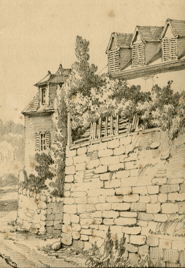 Antique Pencil Drawing Armand BLANDIN (1804-1846) Landscape Tours, Vouvray 1866 image 2