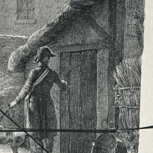Antique Etching Original Man, Military, Dog, Landscape, House, Epreuve Refused image 5