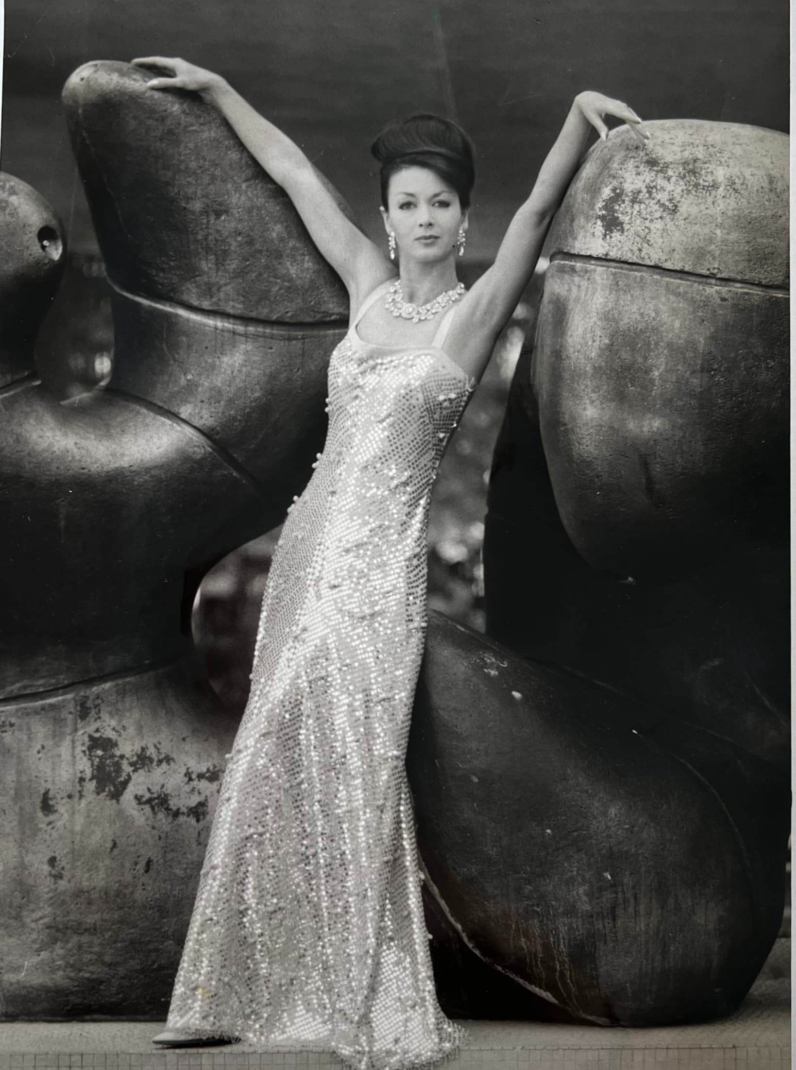 Fashion Model with Night Dress Posing c. 1960 image 1