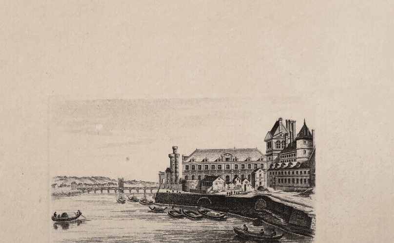 Antique Etching Original Landscape, Louvre, Pavillon le Roy, Tour Neuve image 5