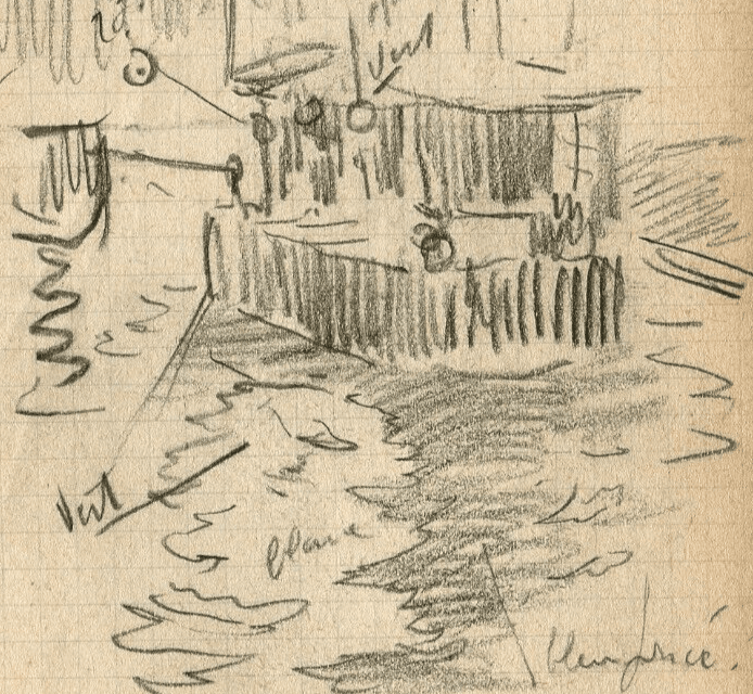 Vintage Pencil Original Drawing of a Boat on a River image 4
