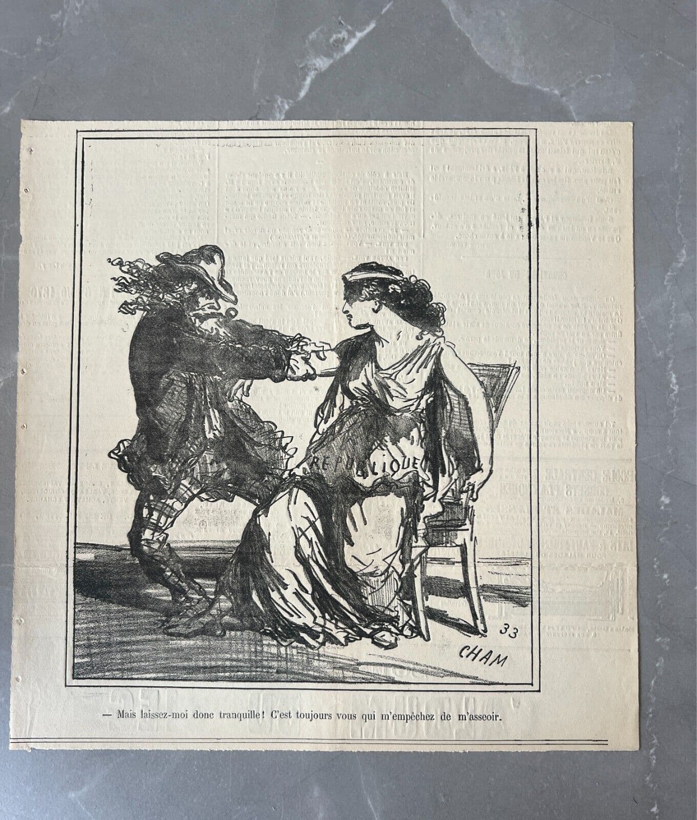 Antique Print 19th century Cham, Laisse moi tranquille, Apres le Siege 1833 image 2