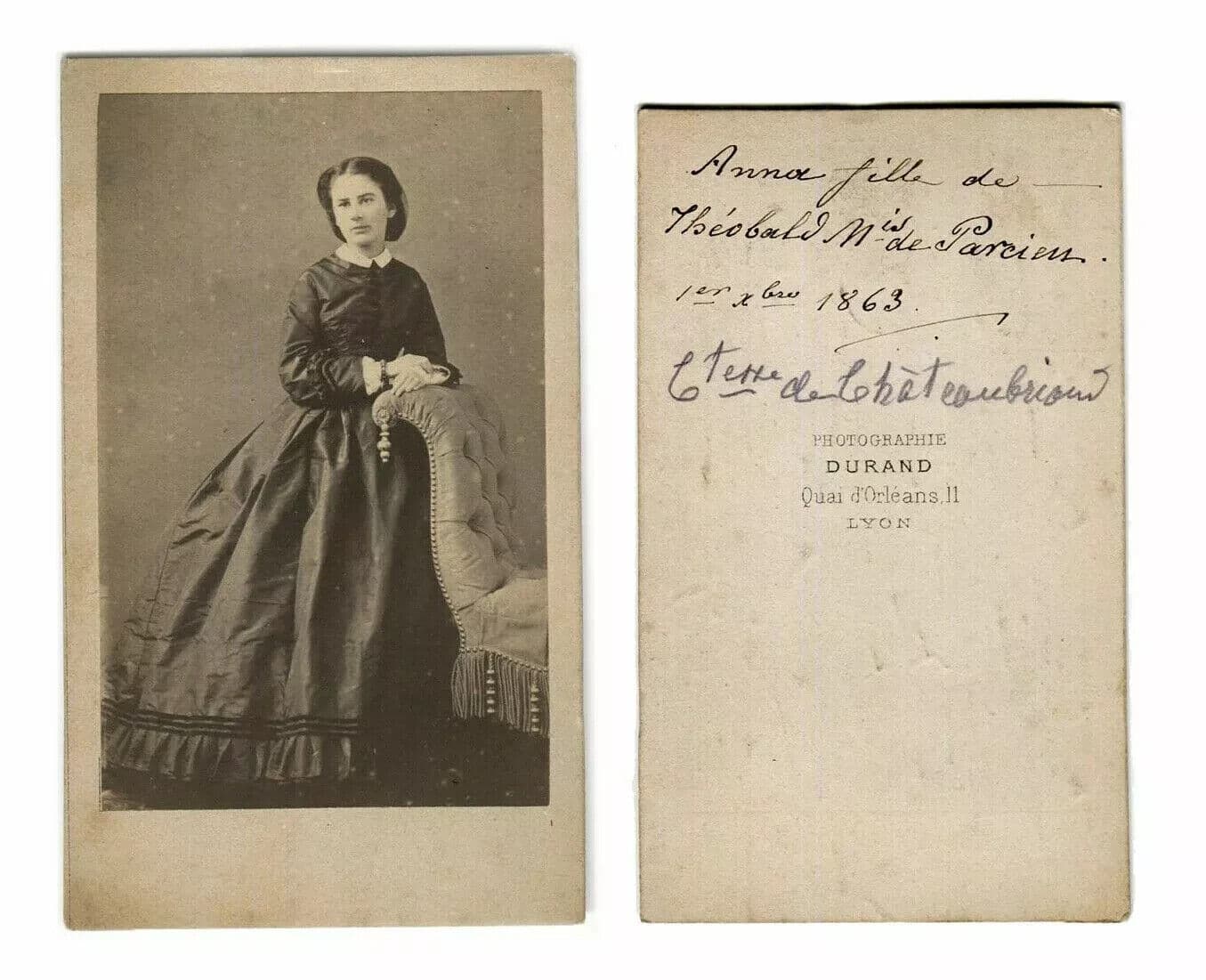 CDV Vintage Photographs DURAND - Anna Comtesse de Chateaubriand c. 1863 image 2