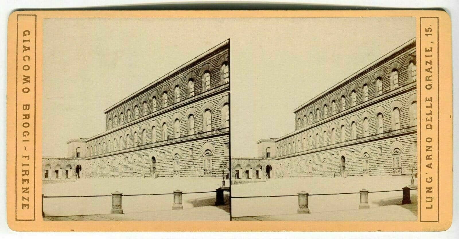 Vintage Stereoview Photograph Giacomo BROGI - Florence. Palais Pitti Italy 1870 image 1