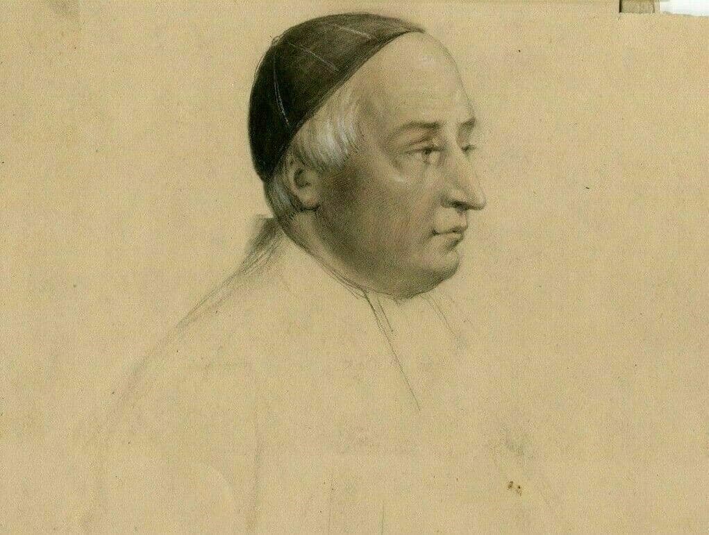 Antique Pencil Original Drawing 19th century Religious Men Portraits image 4