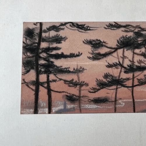 Original Antique Pencil Drawing Pierre THEVENET (1870-1937) Trees Landscape image 2