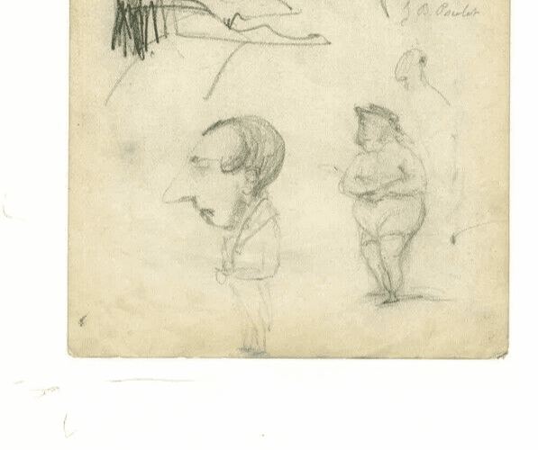 Antique Pencil Original Drawing Man Caricature Portraits image 4