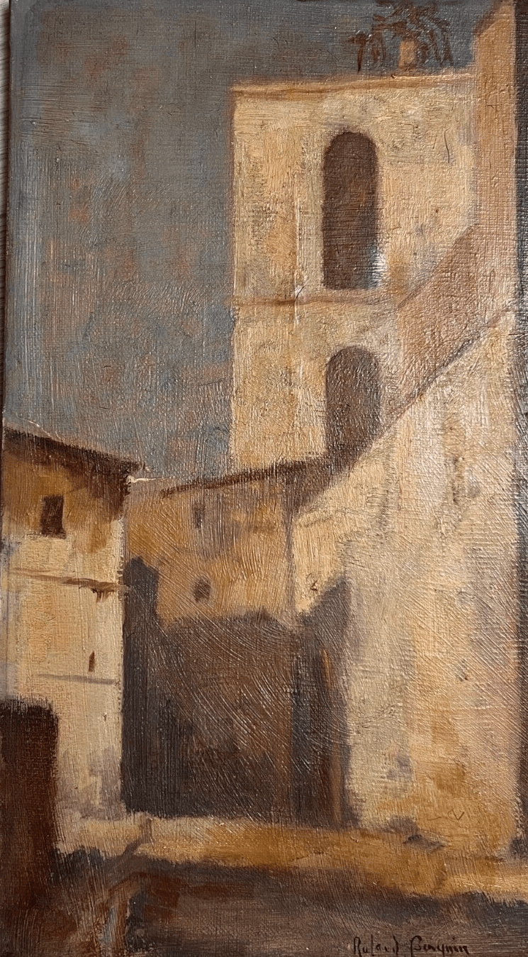 Antique Painting Original Landscape, Cityview Roland BASQUIN (XX) image 1