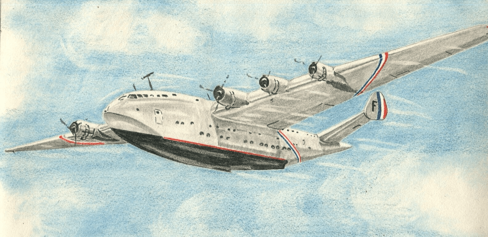 Original Antique Pencil Drawing Cartoons Plane Military Artwork image 1