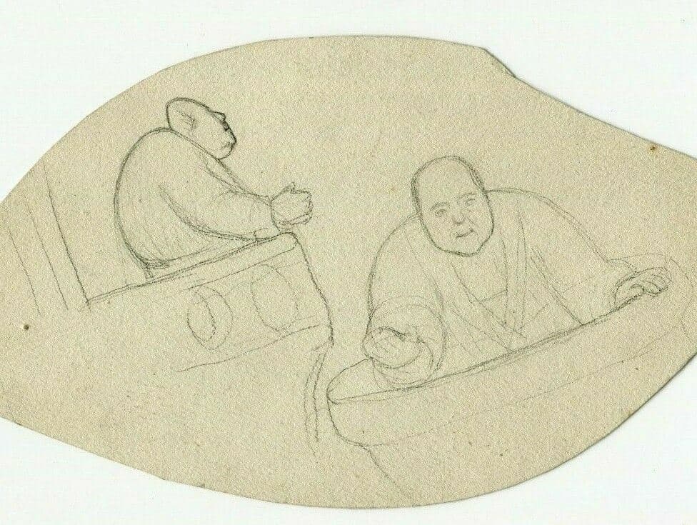 Antique Pencil Drawing Original 19th century Religion and Priest image 1
