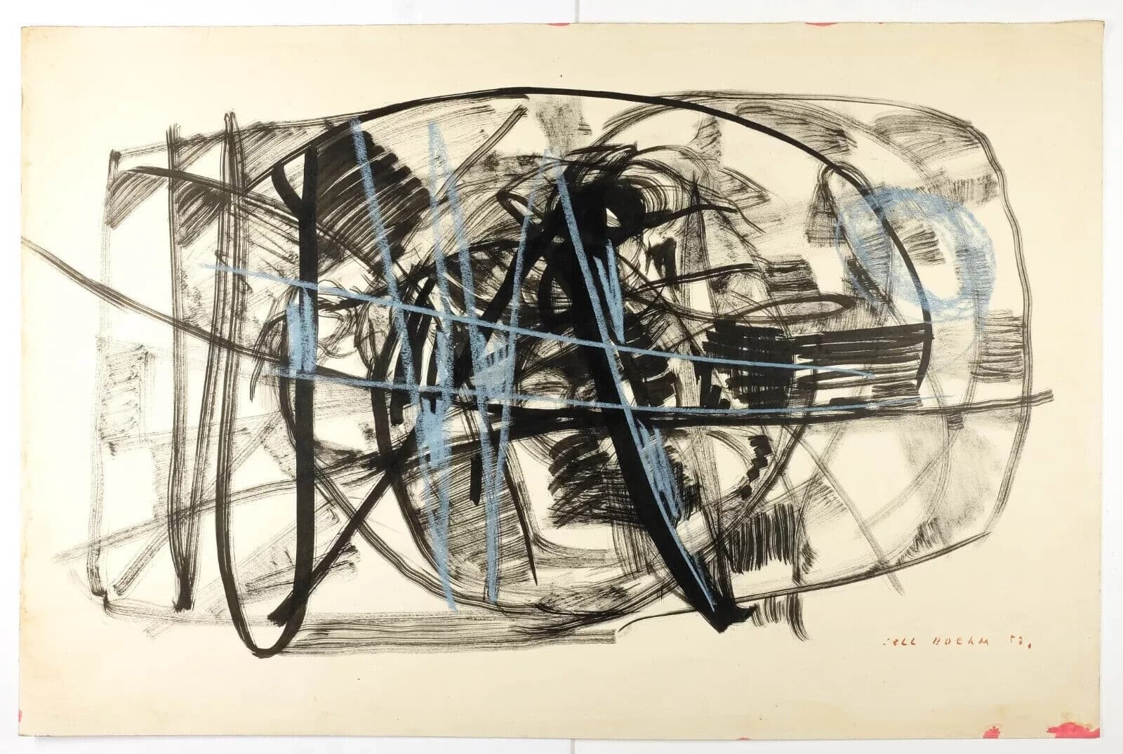 Modern Vintage Ink Drawing Abstraction, Abstract 1952 Original Signed image 6