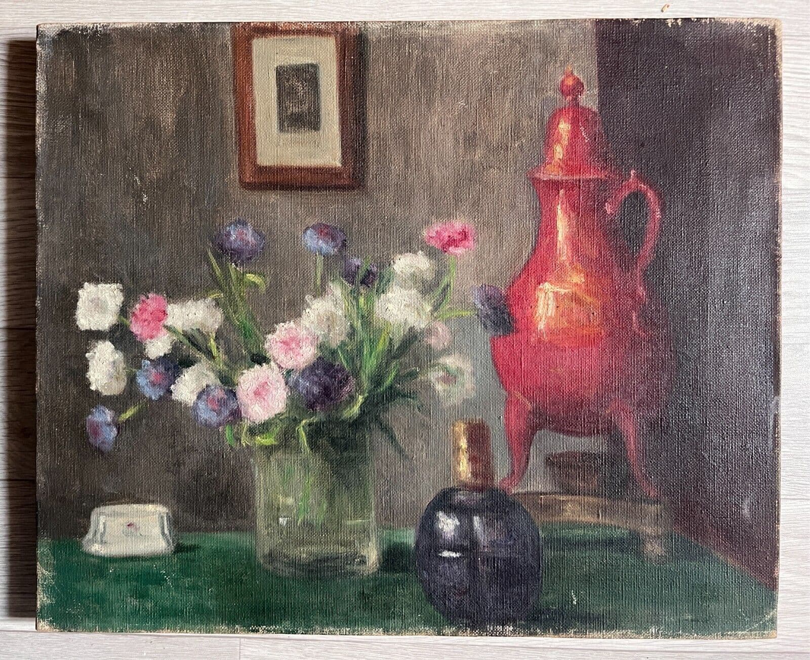 Antique Painting Original Floral, Flowers, Roses, Still Life, Drinks image 6