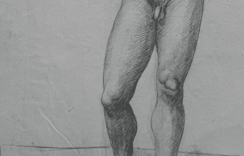 Antique Drawing Charcoal Nude Man Portrait 19th century c 1864 image 4