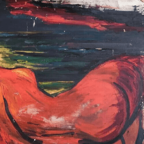 Expressionist Painting Original Red Nude Woman Portrait image 5