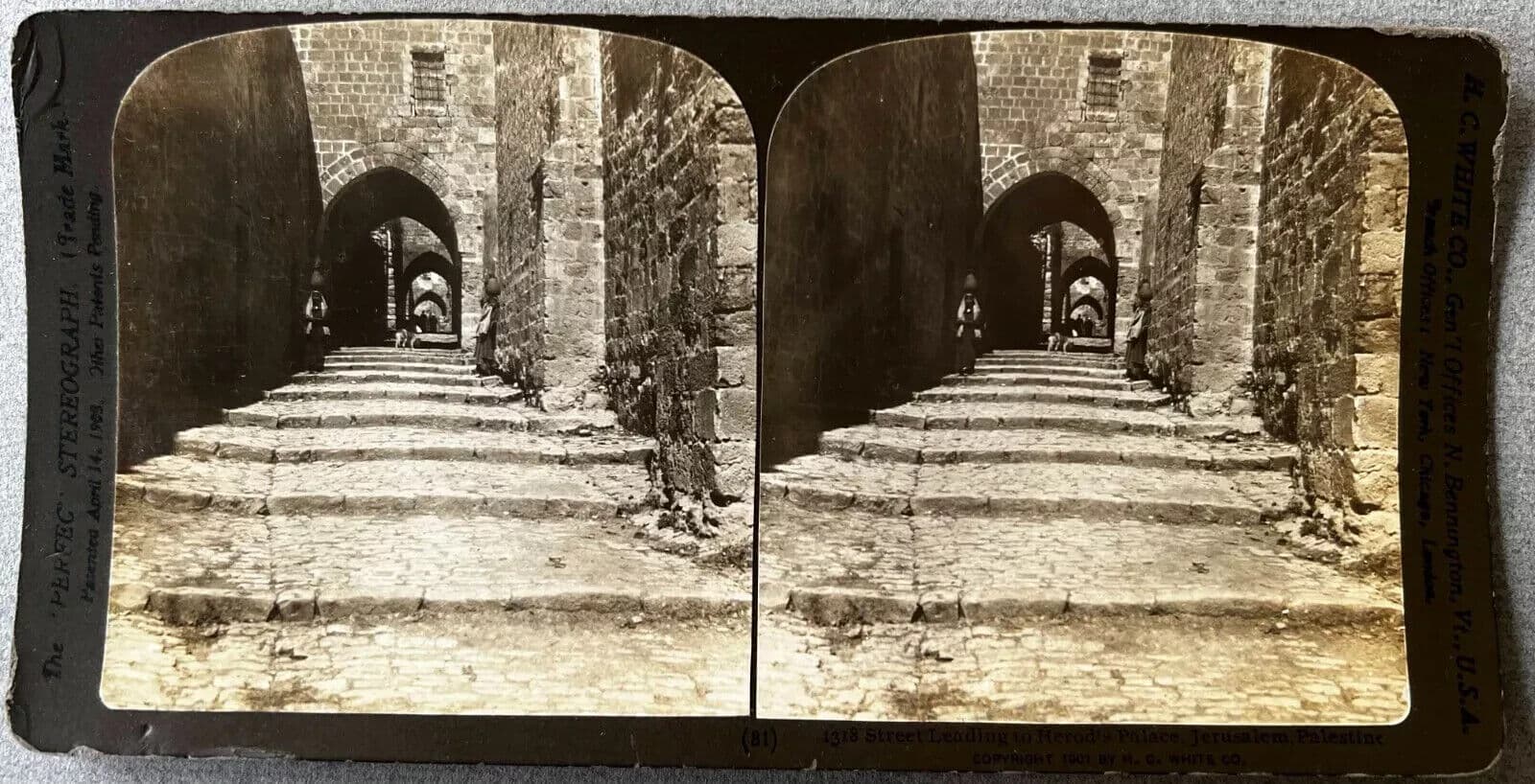 Stereoview Albumen vintage Street, Herod Palace, Jerusalem image 3
