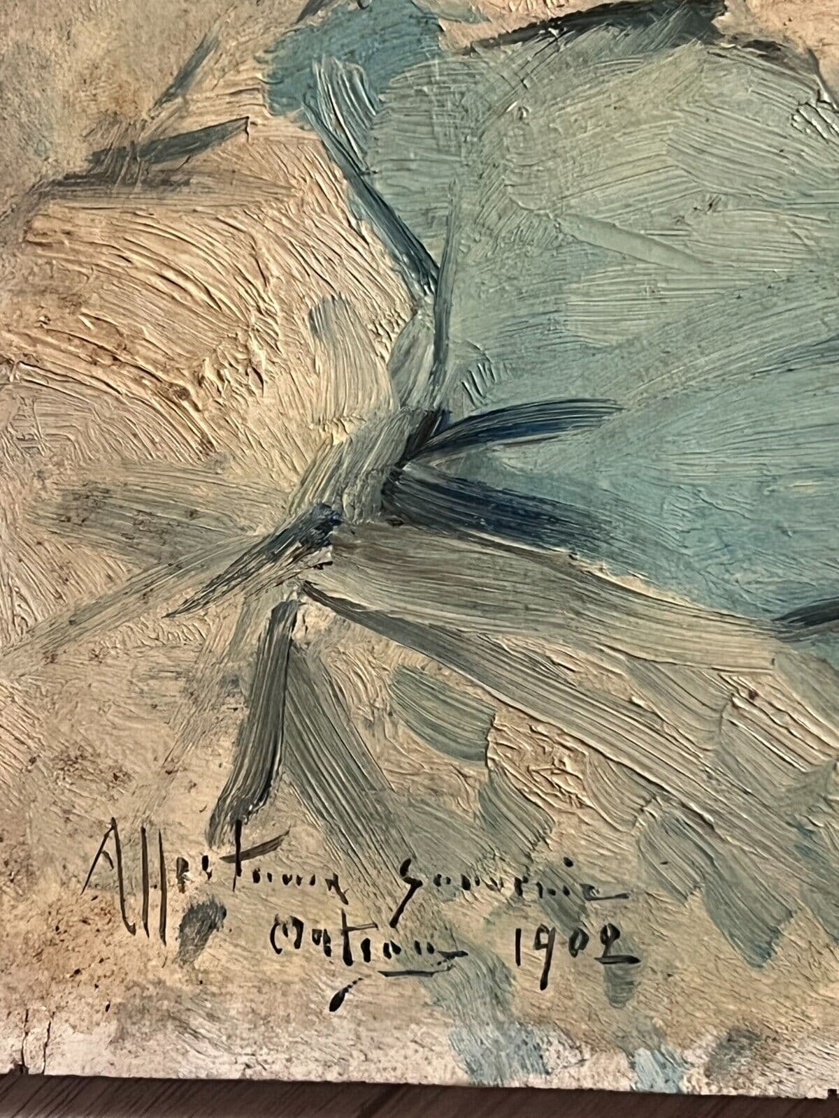 Antique Old Painting signed Baby Portrait 1902 image 4