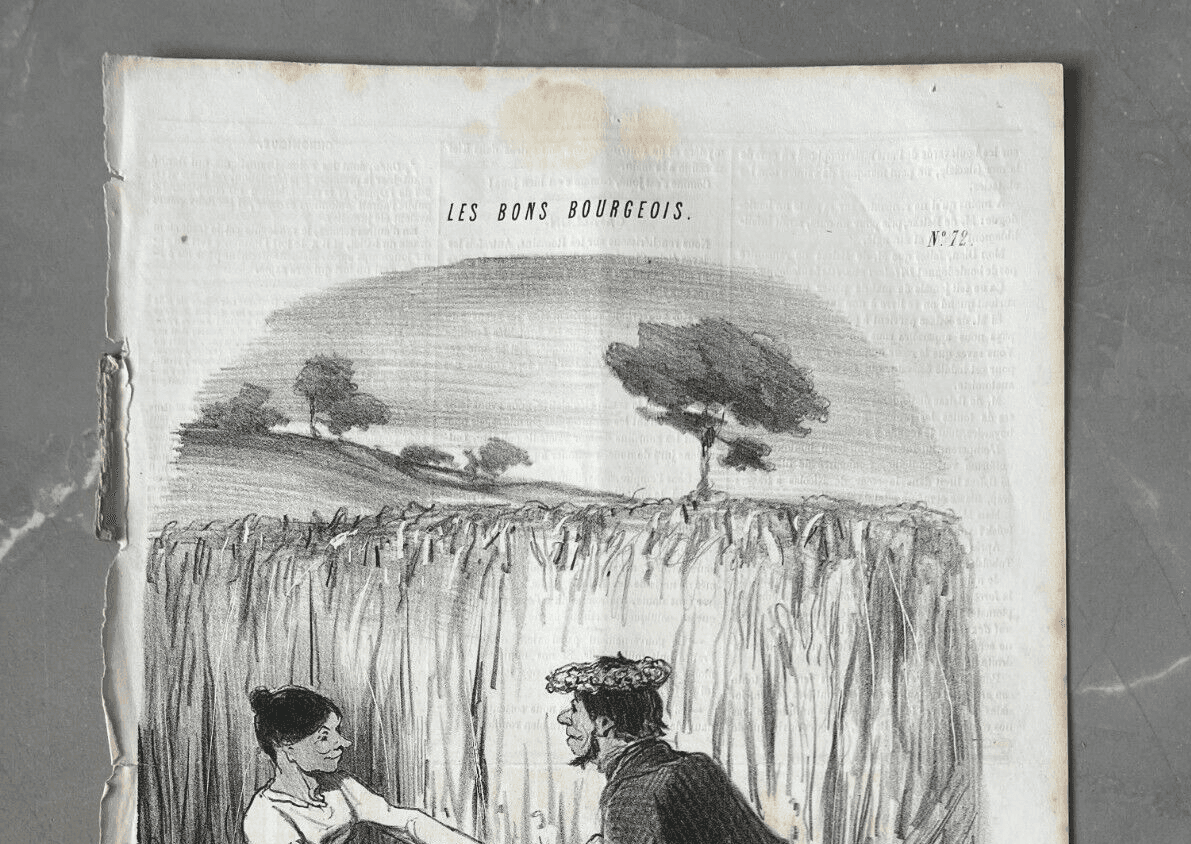 Antique Print 19th century Daumier, Les bons bourgeois, Idylle dans les Bles image 3