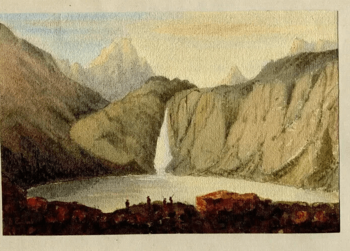 Antique Original Drawing signed A.Collomb Landscape Lake Oo Pyrénées image 2