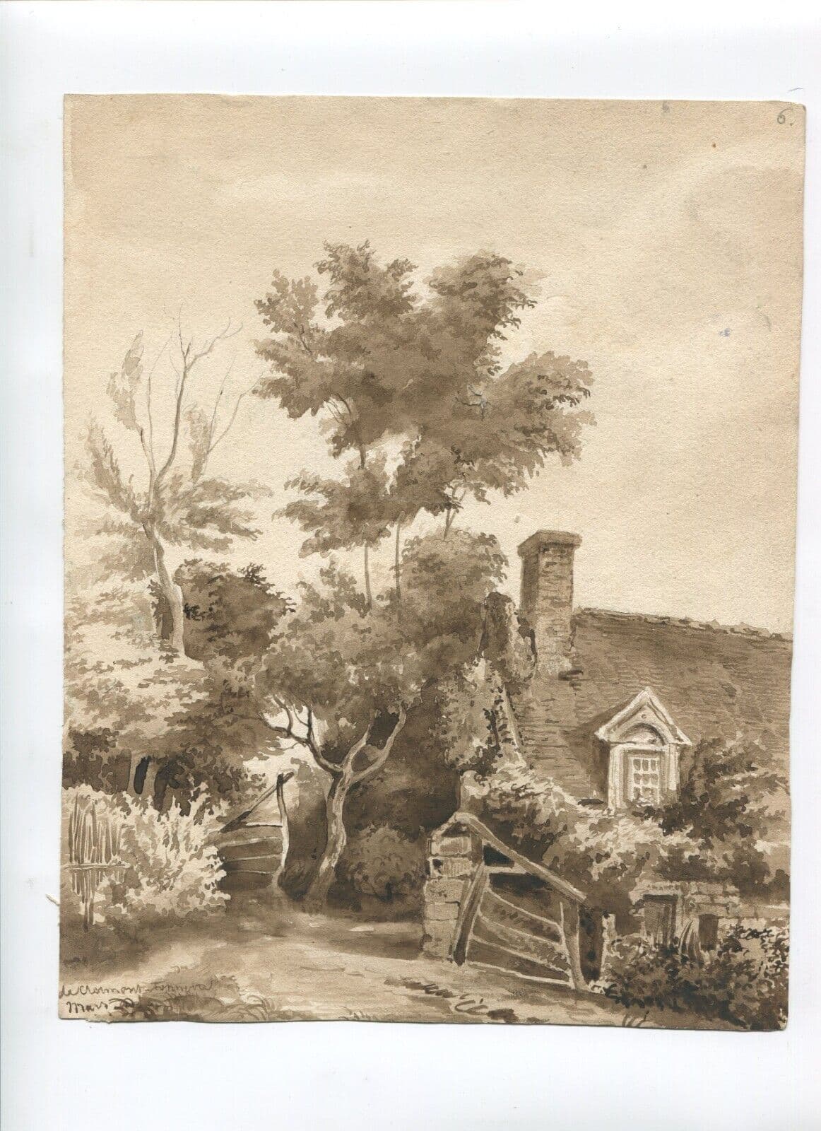 Antique Drawing Jean de CLERMONT-TONNERRE (XIX) - Landscape in Switzerland image 4