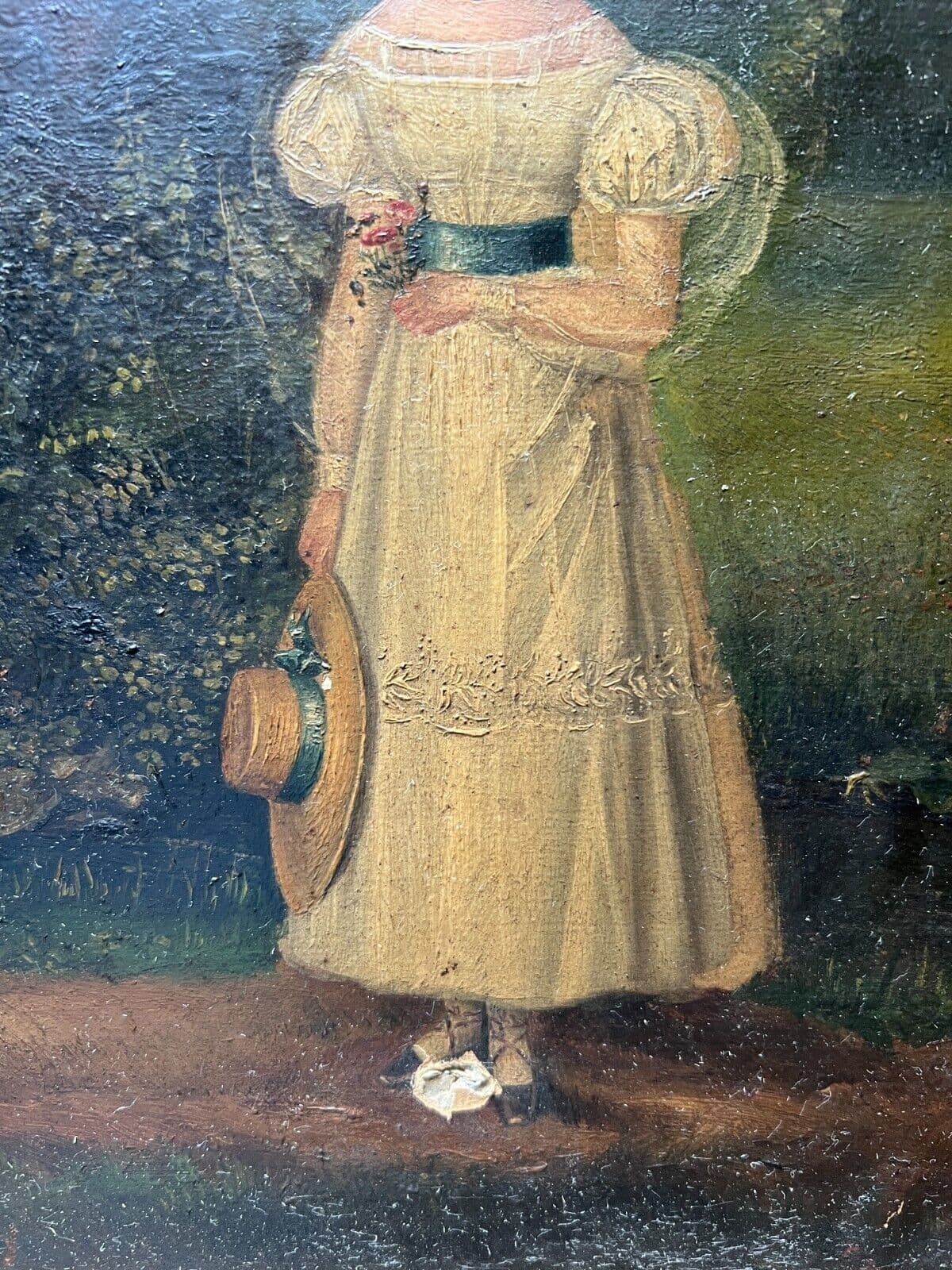 Antique Painting Original Portrait, Woman, Regency, Romantic Style 19th century image 3