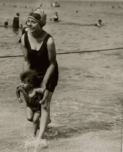 Vintage Photography Original Mother and Son at the Beach image 2