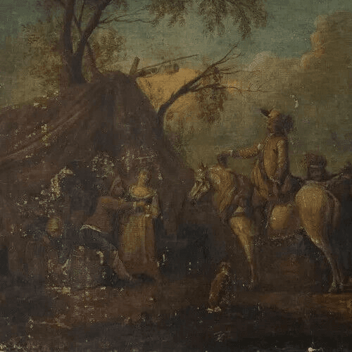 Antique Oil Painting Original around Charles PARROCEL c 1800 Artwork image 2