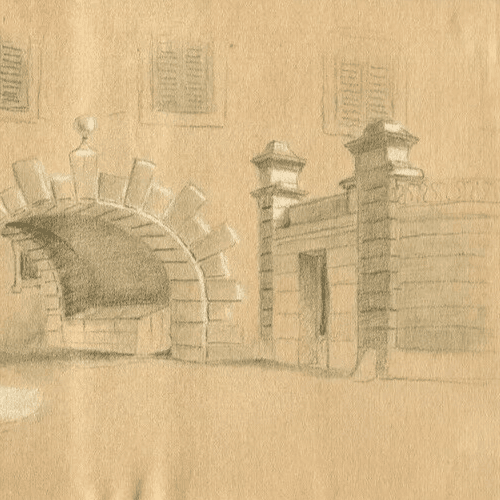 Antique Pencil Original Drawing Landscape Covent Fribourg 1888 Artwork image 2